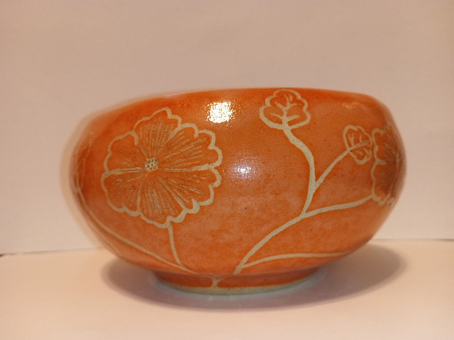 Orange Floral Planter