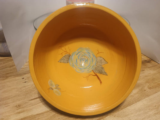 Blue and Yellow Rose Bowl